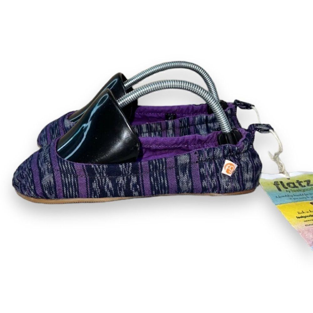 Feelgoodz Flatz Sky Casual Ballet Flats Purple Stripe Women's 6‎